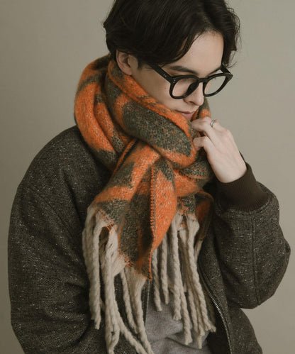 條紋格子加厚圍巾