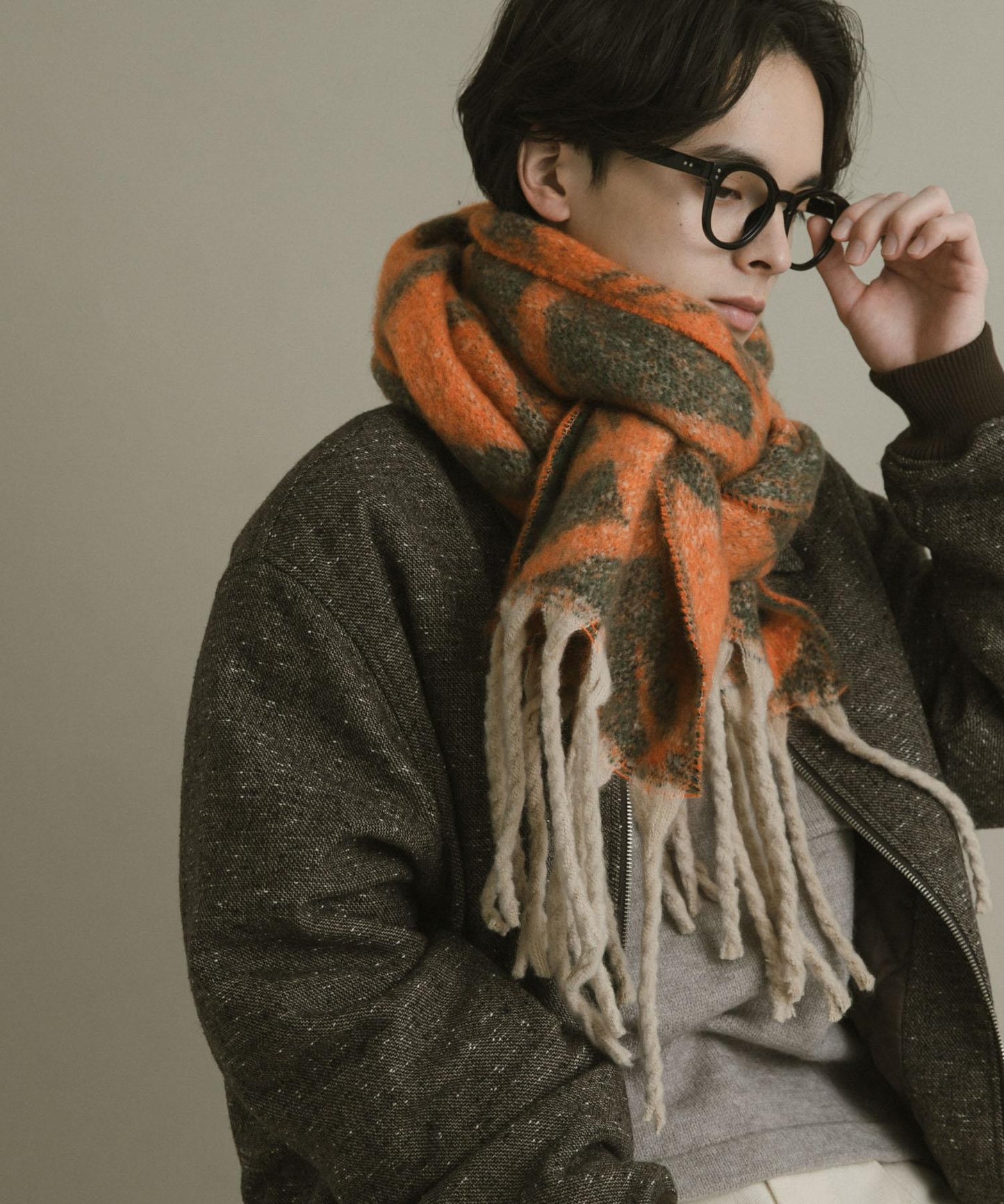 條紋格子加厚圍巾