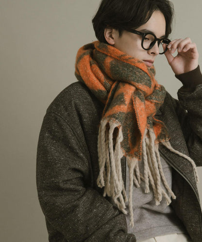 條紋格子加厚圍巾