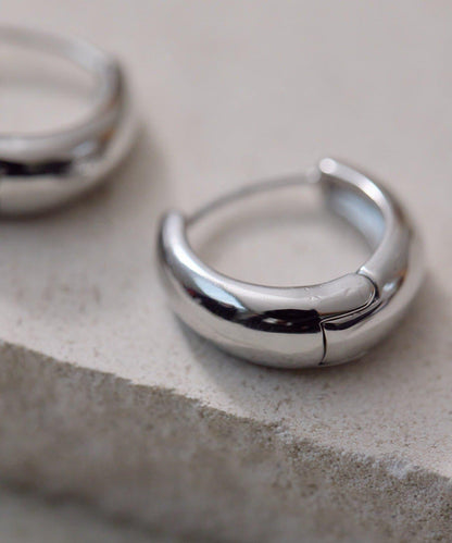 金屬過敏適用/不鏽鋼 簡約R形圈耳環