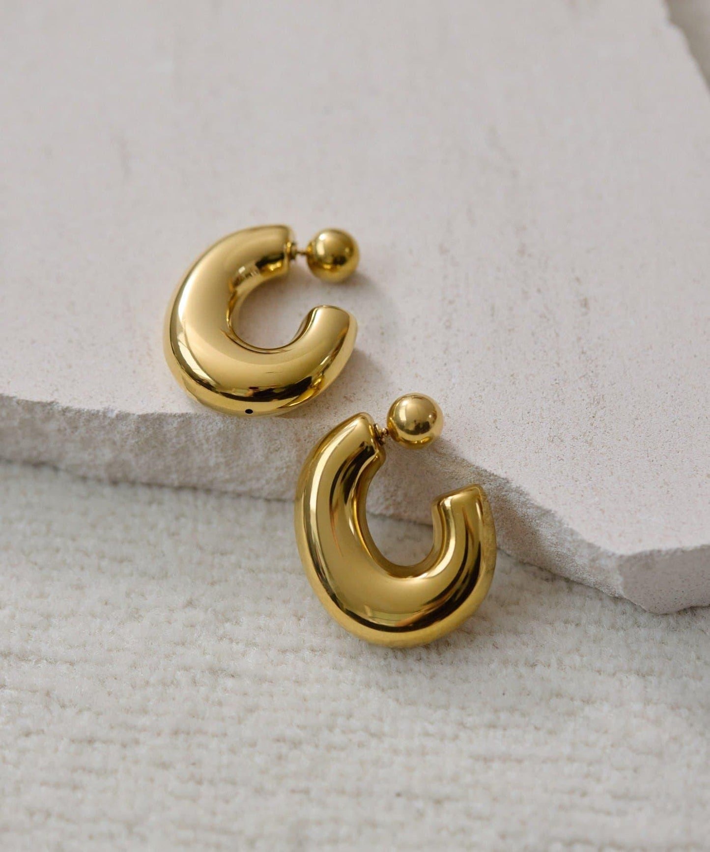 《金屬過敏適用/不鏽鋼》厚實後掛式耳環