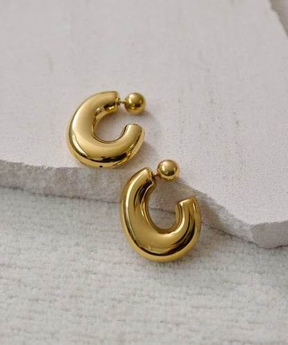 《金屬過敏適用/不鏽鋼》厚實後掛式耳環