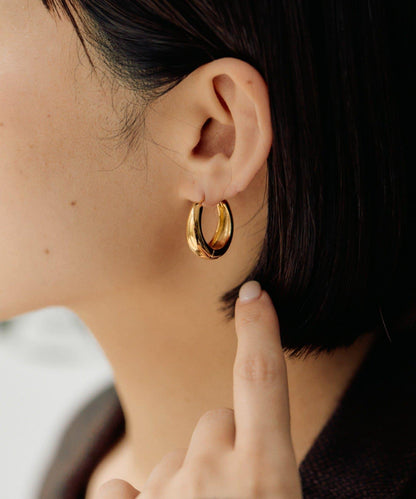 金屬過敏適用/不鏽鋼 簡約R形圈耳環
