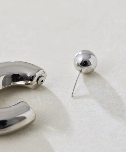 《金屬過敏適用/不鏽鋼》厚實後掛式耳環