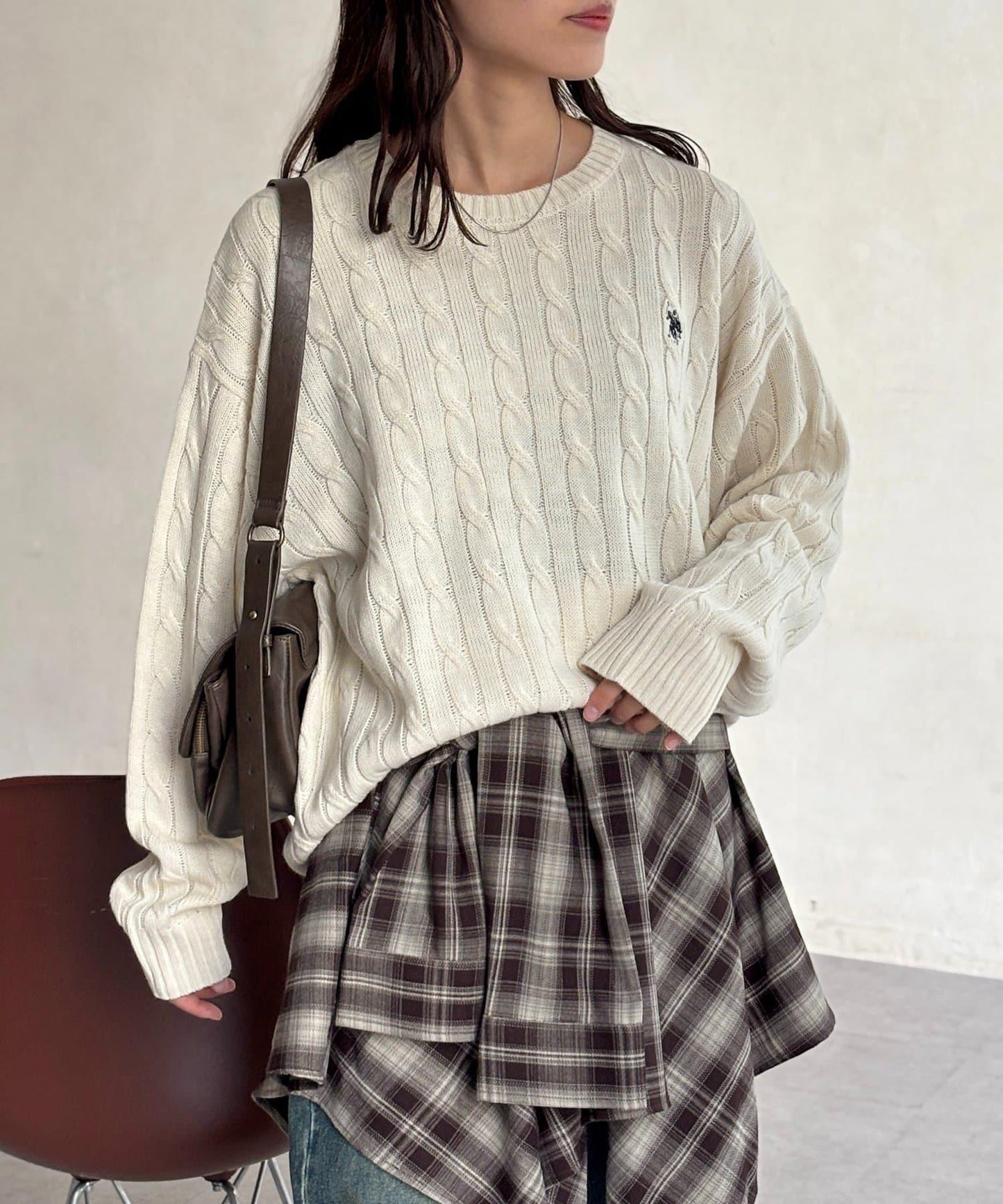 【U.S. POLO ASSN. 】1點刺繡麻花針織套頭衫