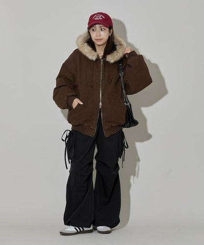 FREAK'S STORE 2way 仿皮草可拆卸連帽棉服夾克 軍裝風 連帽衫 棉服
