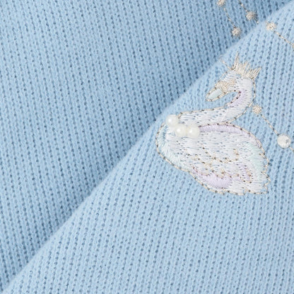 項鍊刺繡小高領長袖T恤