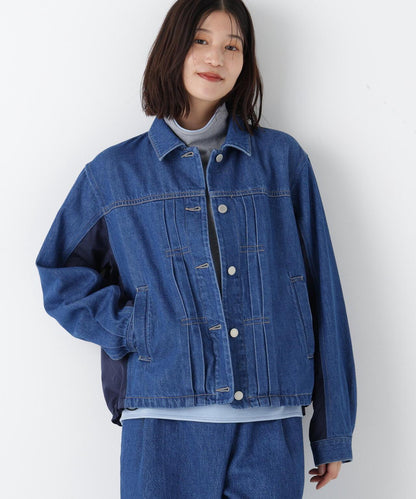 軟牛仔拼接夾克