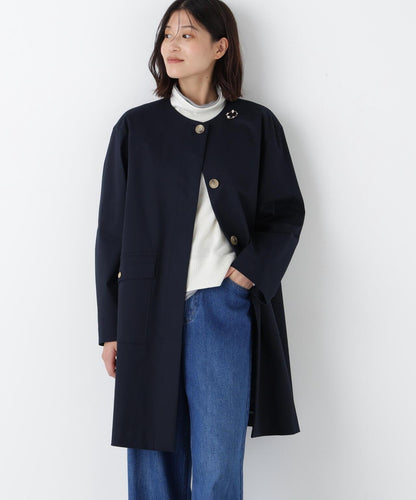 帶內襯翻蓋無領大衣