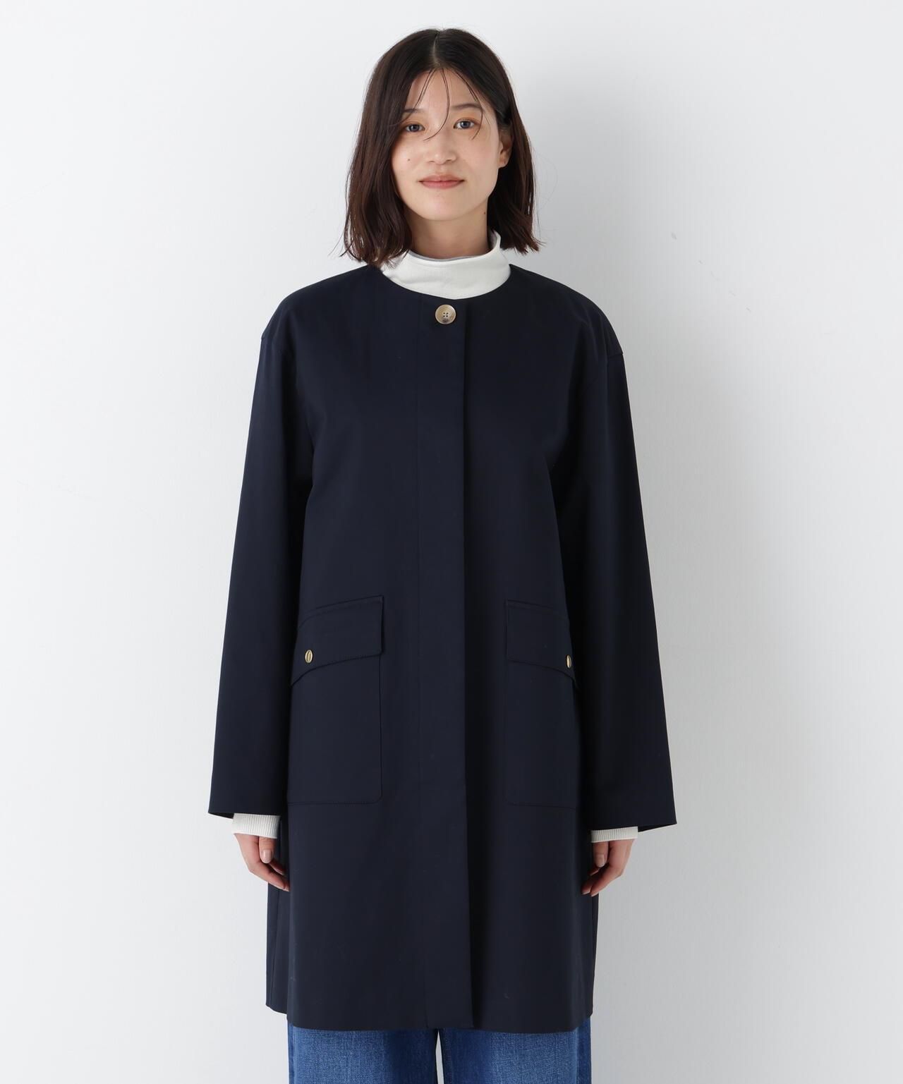 帶內襯翻蓋無領大衣