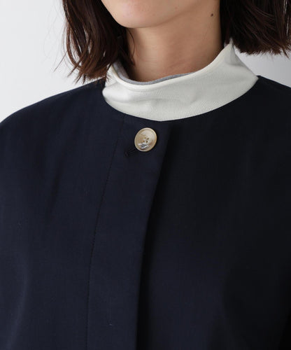 帶內襯翻蓋無領大衣