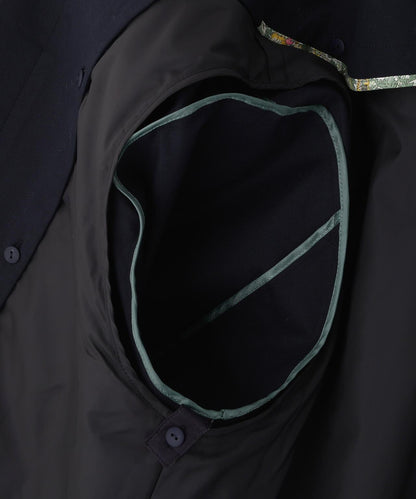 帶內襯翻蓋無領大衣