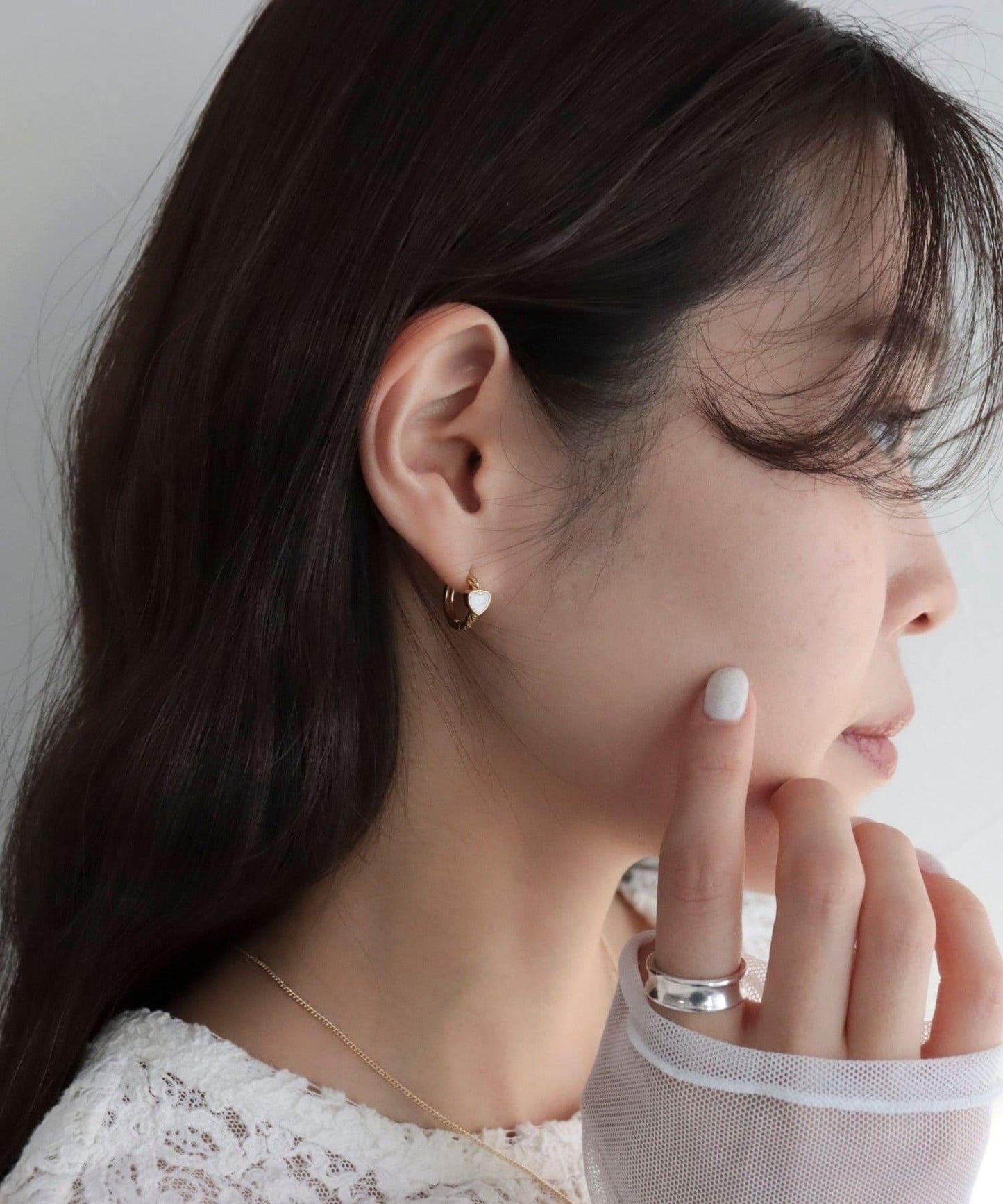 不鏽鋼愛心鏈條耳環