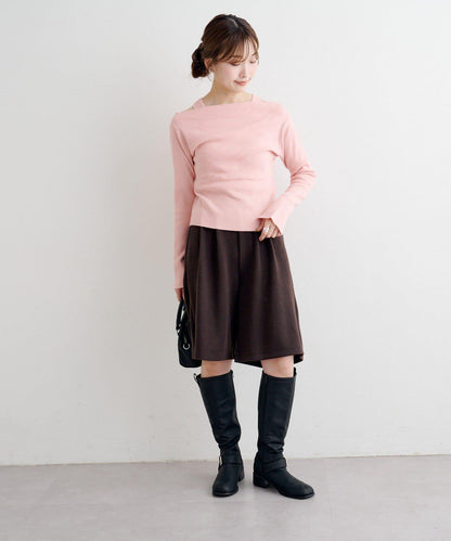 四色可選 B 附吊帶一字肩針織上衣