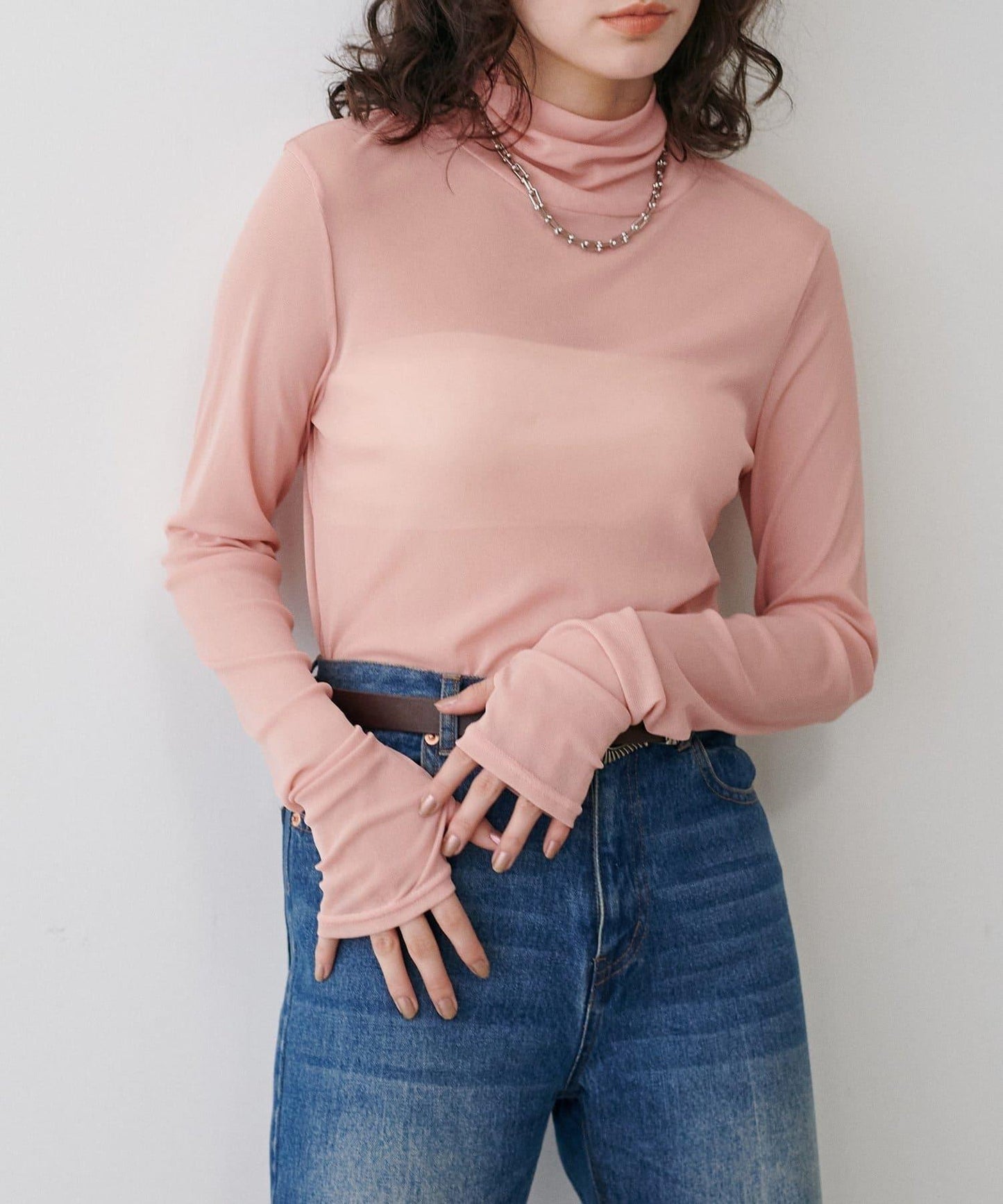 【LARUTA】網紗高領套頭衫