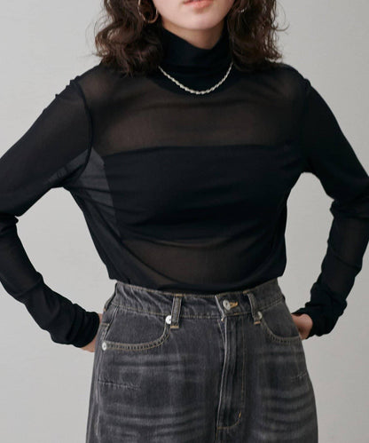 【LARUTA】網紗高領套頭衫