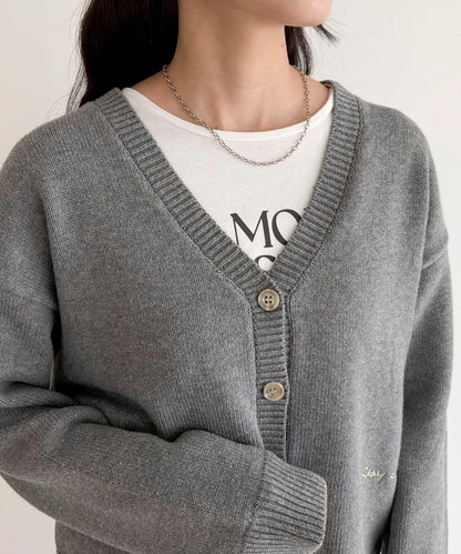 字母印花針織開衫