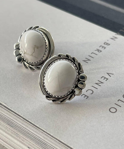 《スターリングシルバー使用》橢圓形寶石耳釘