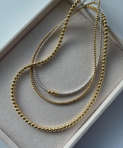《スターリングシルバー/ゴールドメッキ使用》納瓦霍珍珠3×40項鍊