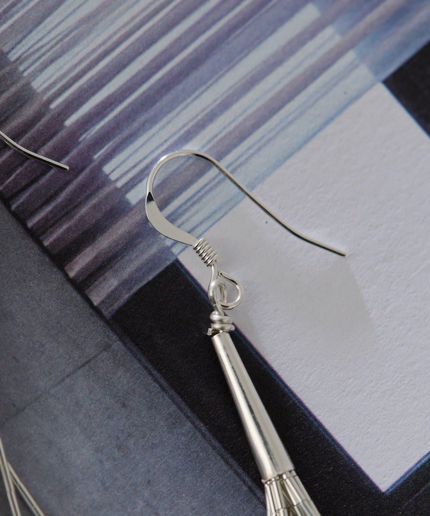 《スターリングシルバー使用》液態銀五連圈耳環