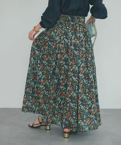 小花印花褶皺長裙