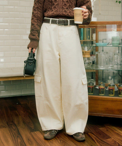 【UNISEX】泡泡廓形工裝牛仔褲