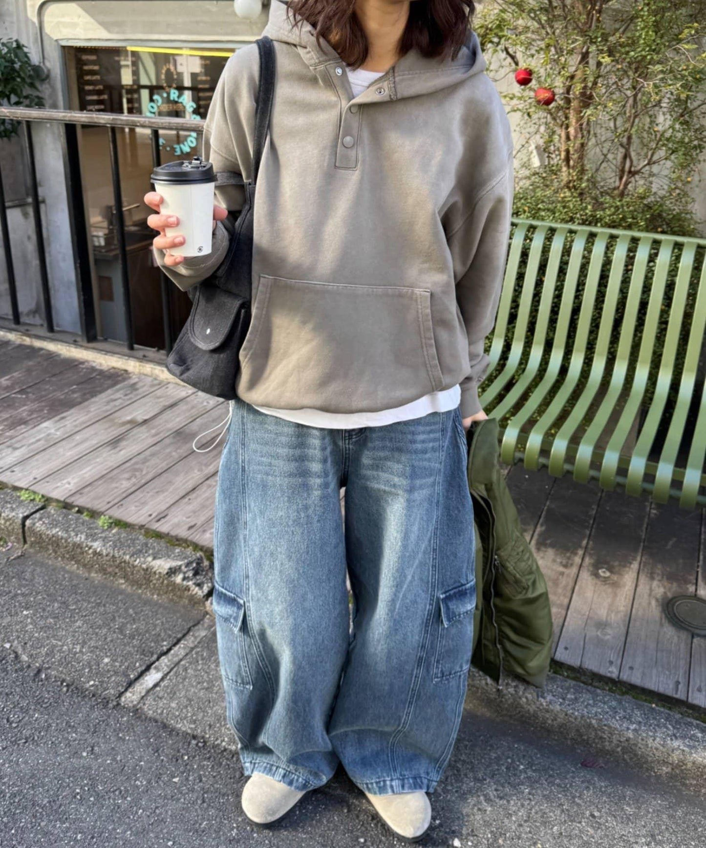 【UNISEX】泡泡廓形工裝牛仔褲