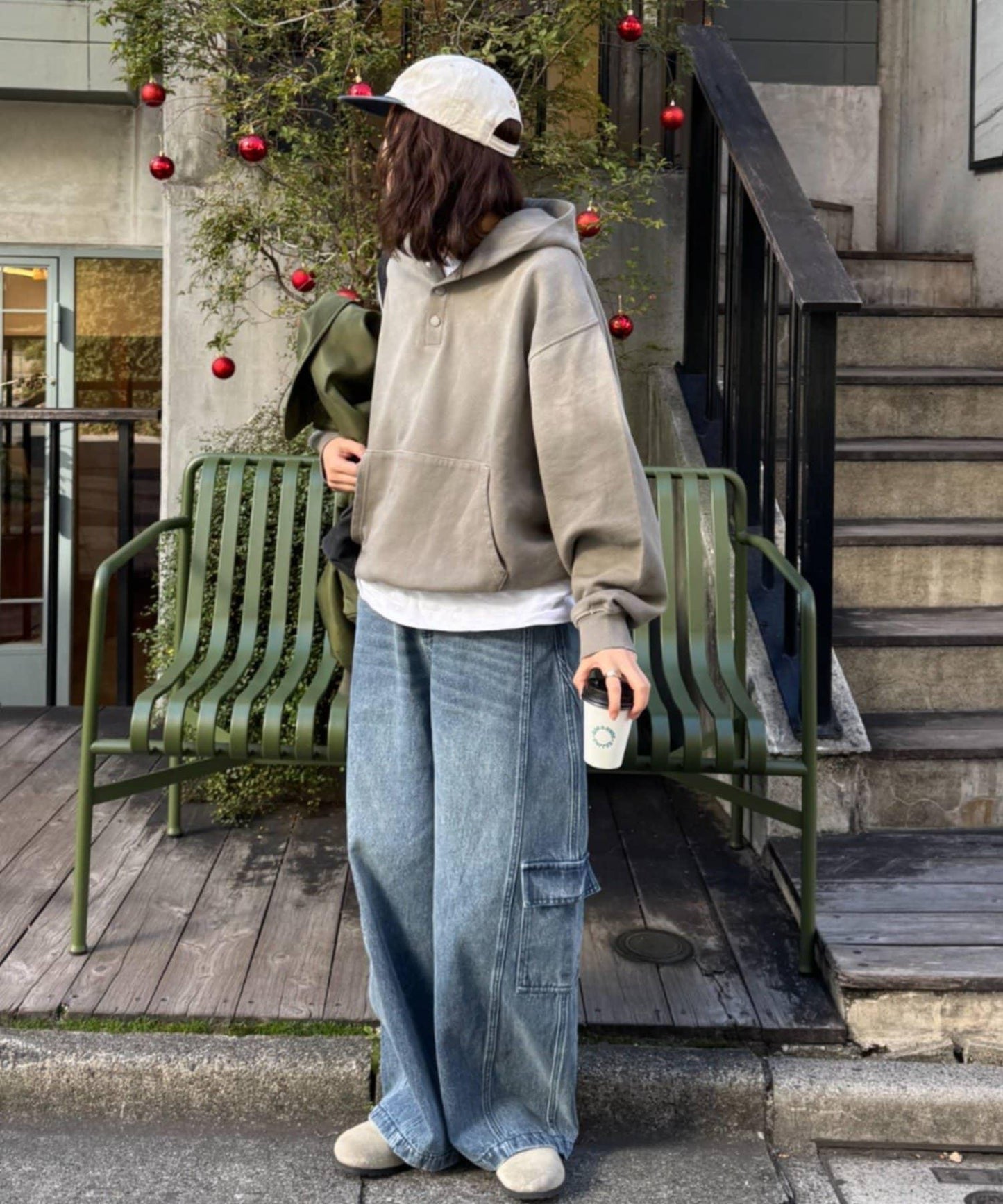 【UNISEX】泡泡廓形工裝牛仔褲