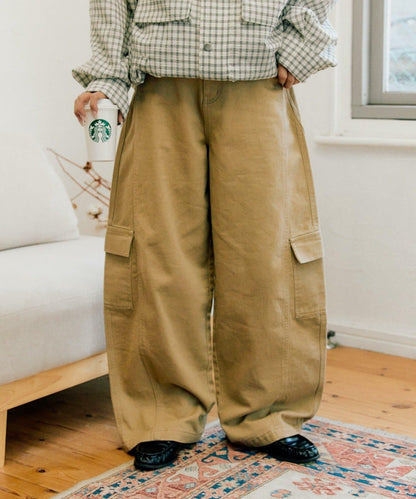 【UNISEX】泡泡廓形工裝牛仔褲