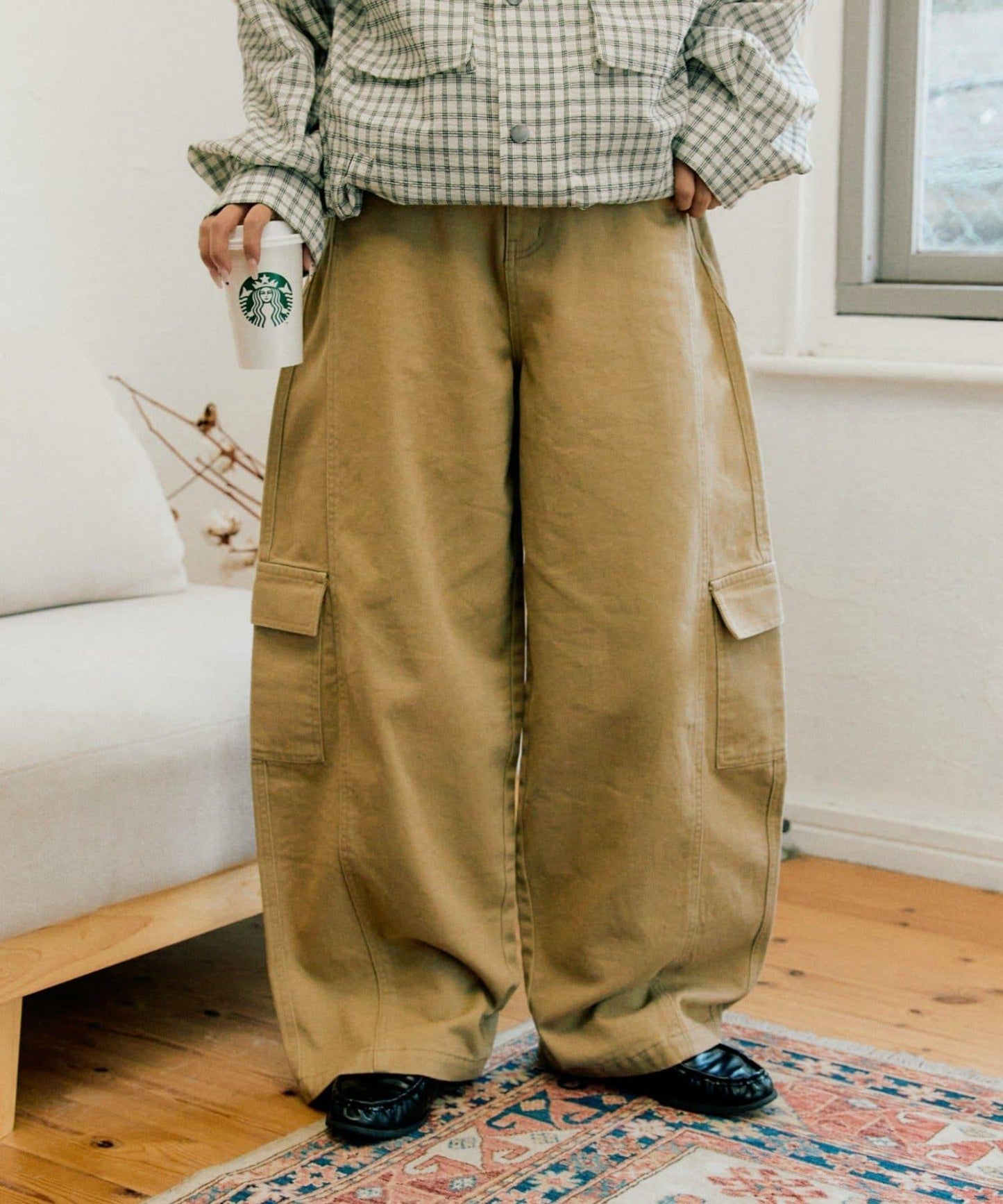 【UNISEX】泡泡廓形工裝牛仔褲