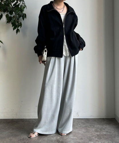 異材質拼接雙拉鍊夾克