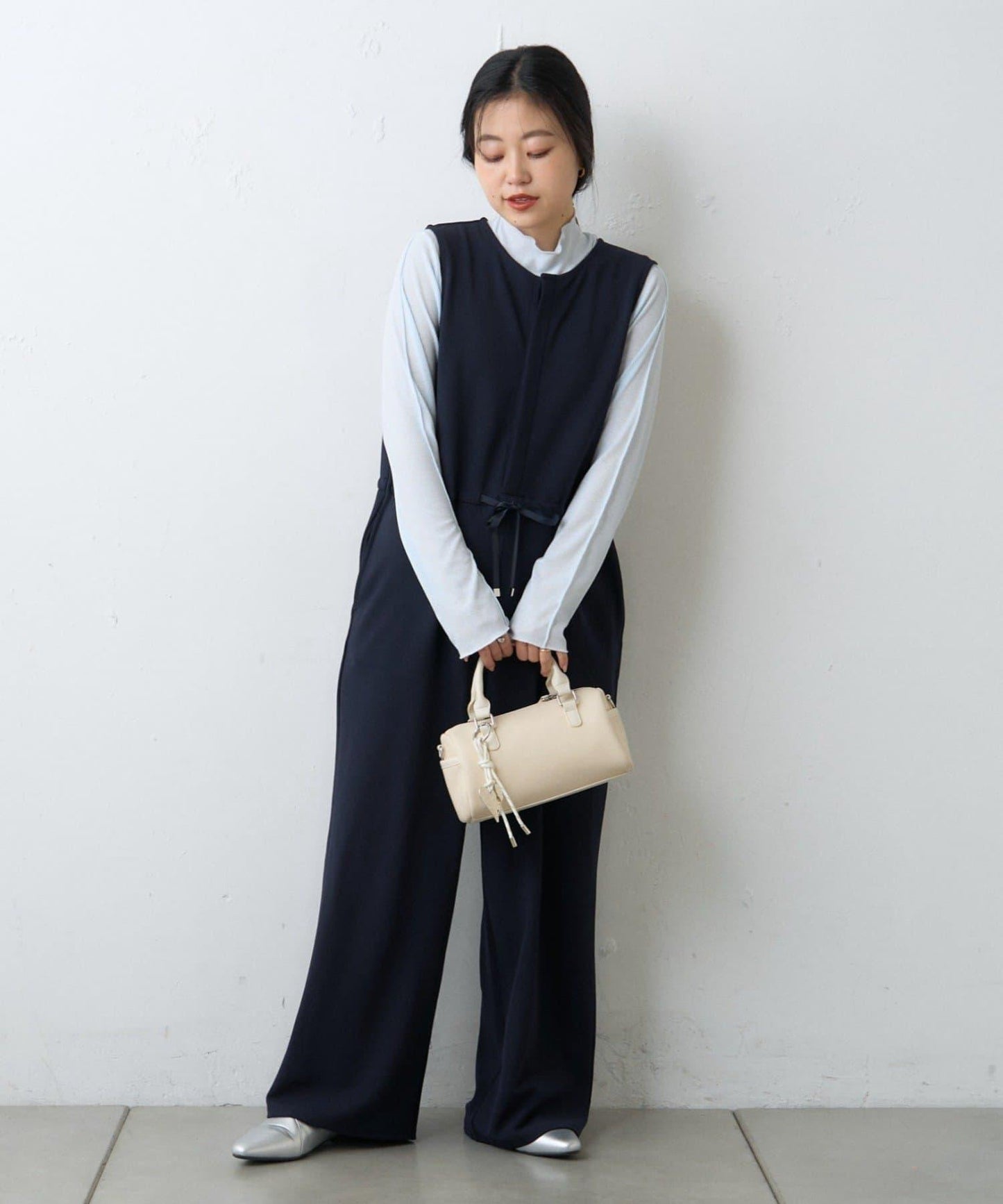 【場合】帶透視羅紋T恤連體褲