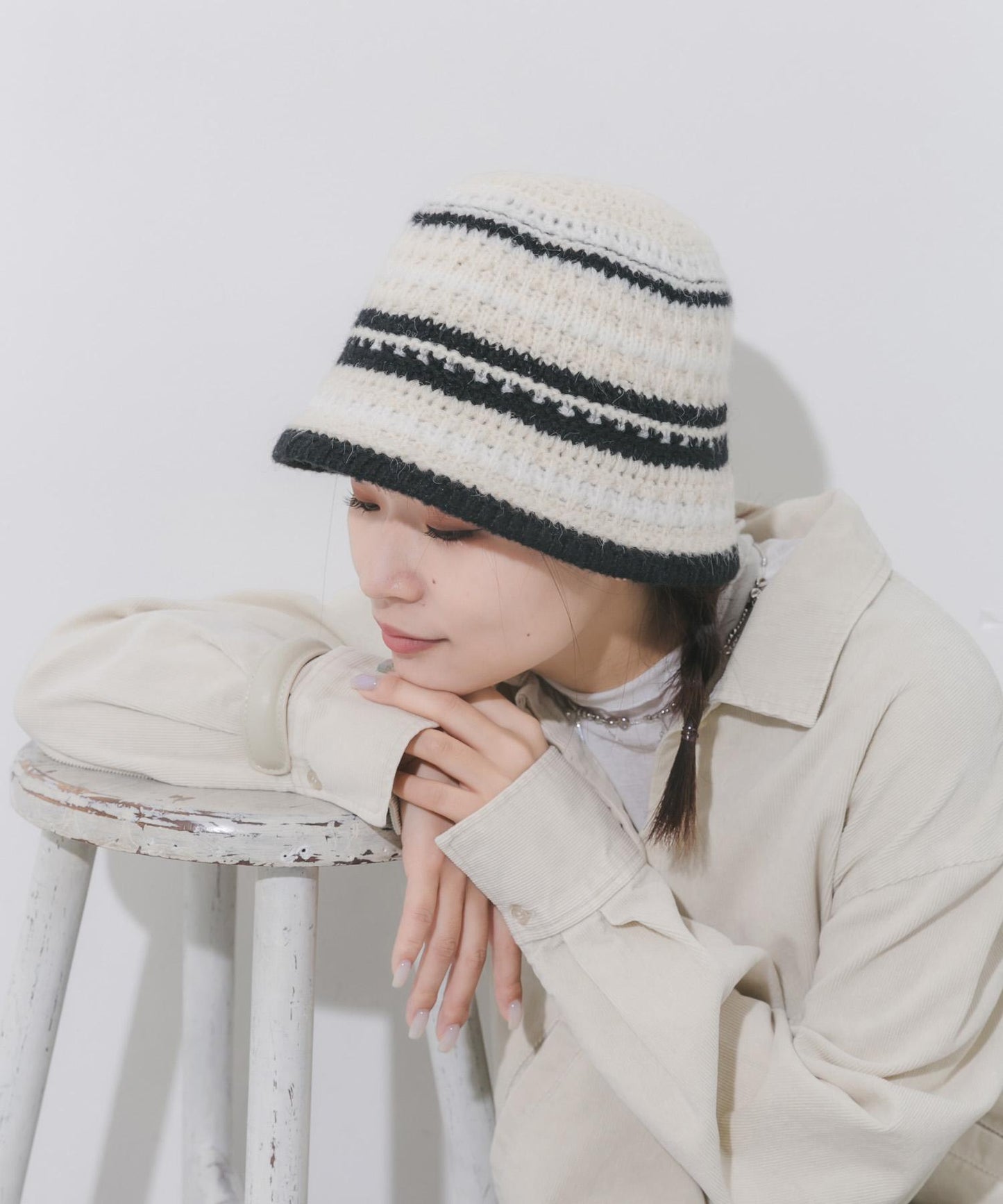 多色條紋針織帽