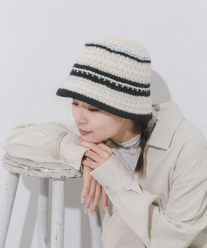 多色條紋針織帽