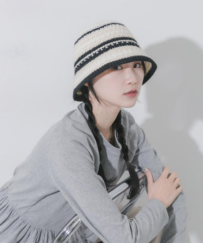 多色條紋針織帽