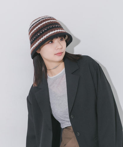 多色條紋針織帽