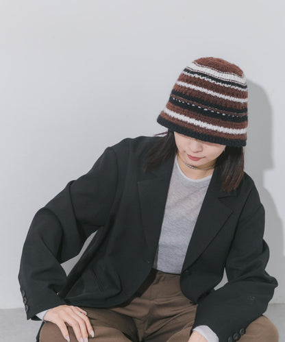 多色條紋針織帽