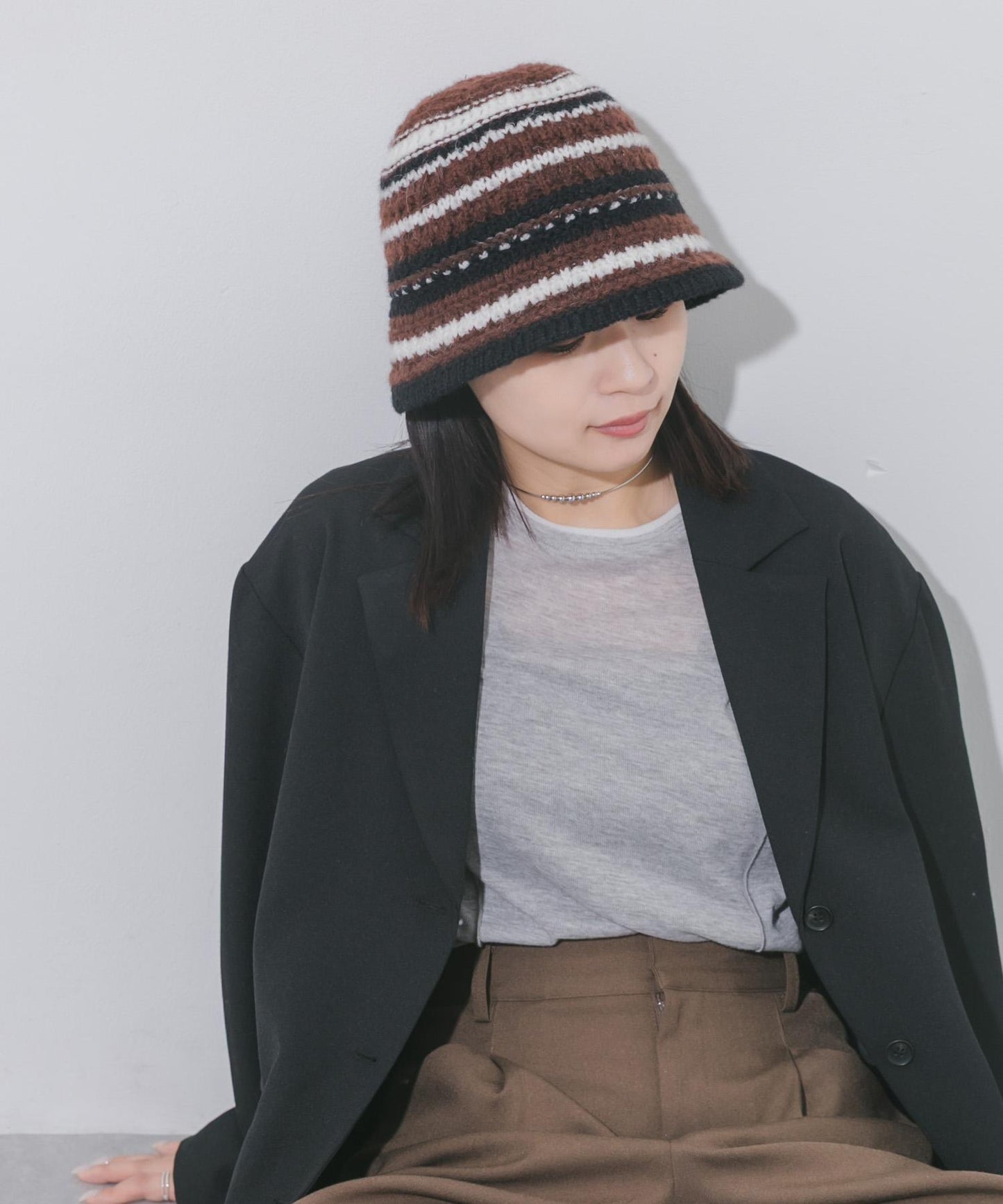 多色條紋針織帽