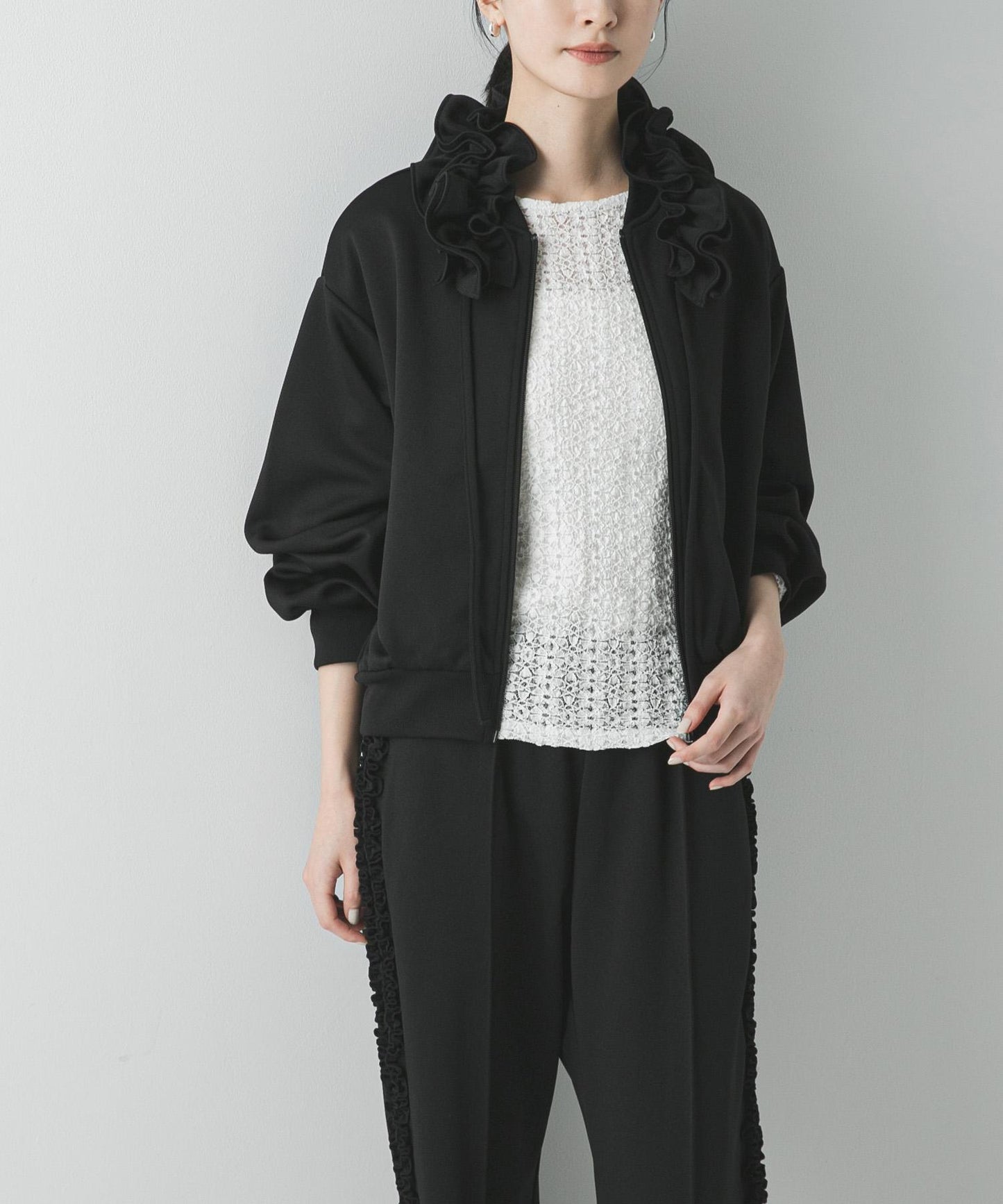 『聯名』crinkle crinkle crinkle×URBAN RESEARCH荷葉邊領運動夾克