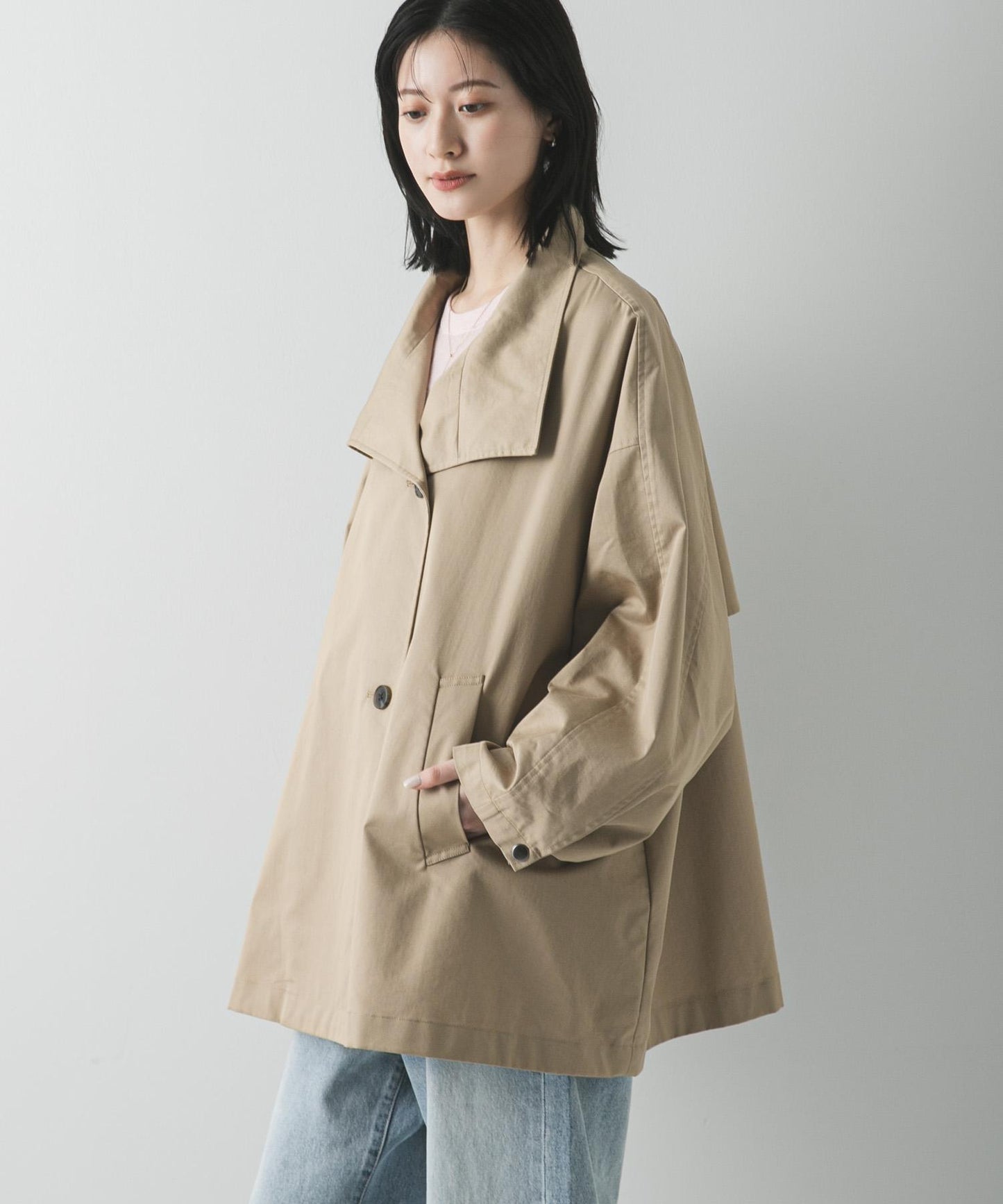 立領中長款風衣