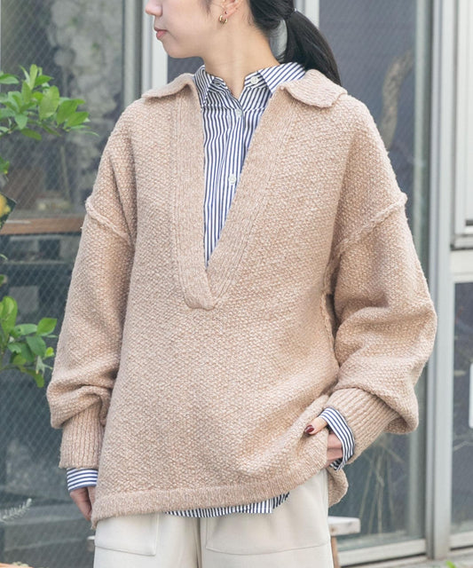 鹿子編織開領針織衫