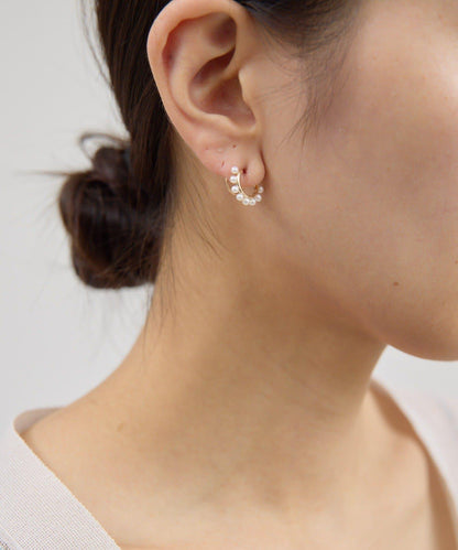 珍珠螺旋圈耳環