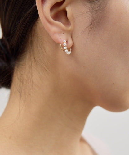 珍珠螺旋圈耳環