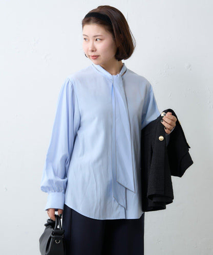 配色滾邊蝴蝶結領襯衫