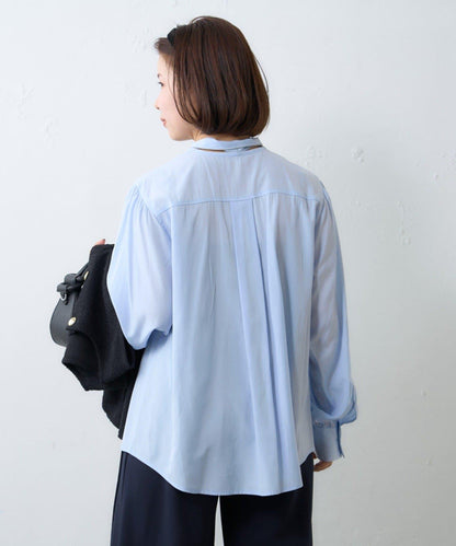 配色滾邊蝴蝶結領襯衫