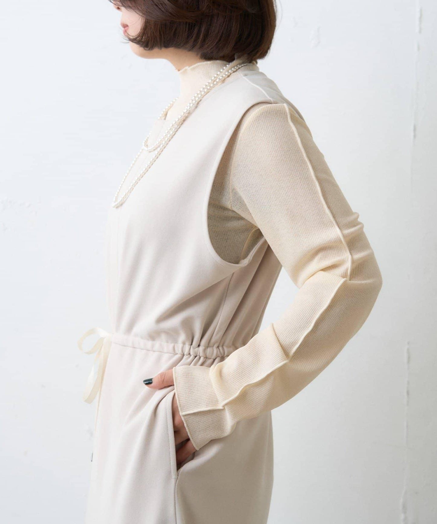 【場合】帶透視羅紋T恤連體褲