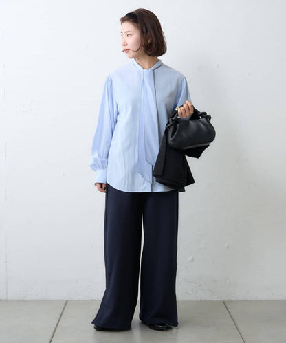 配色滾邊蝴蝶結領襯衫