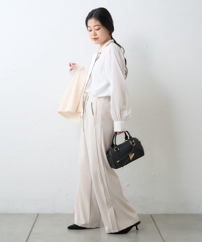 配色滾邊蝴蝶結領襯衫