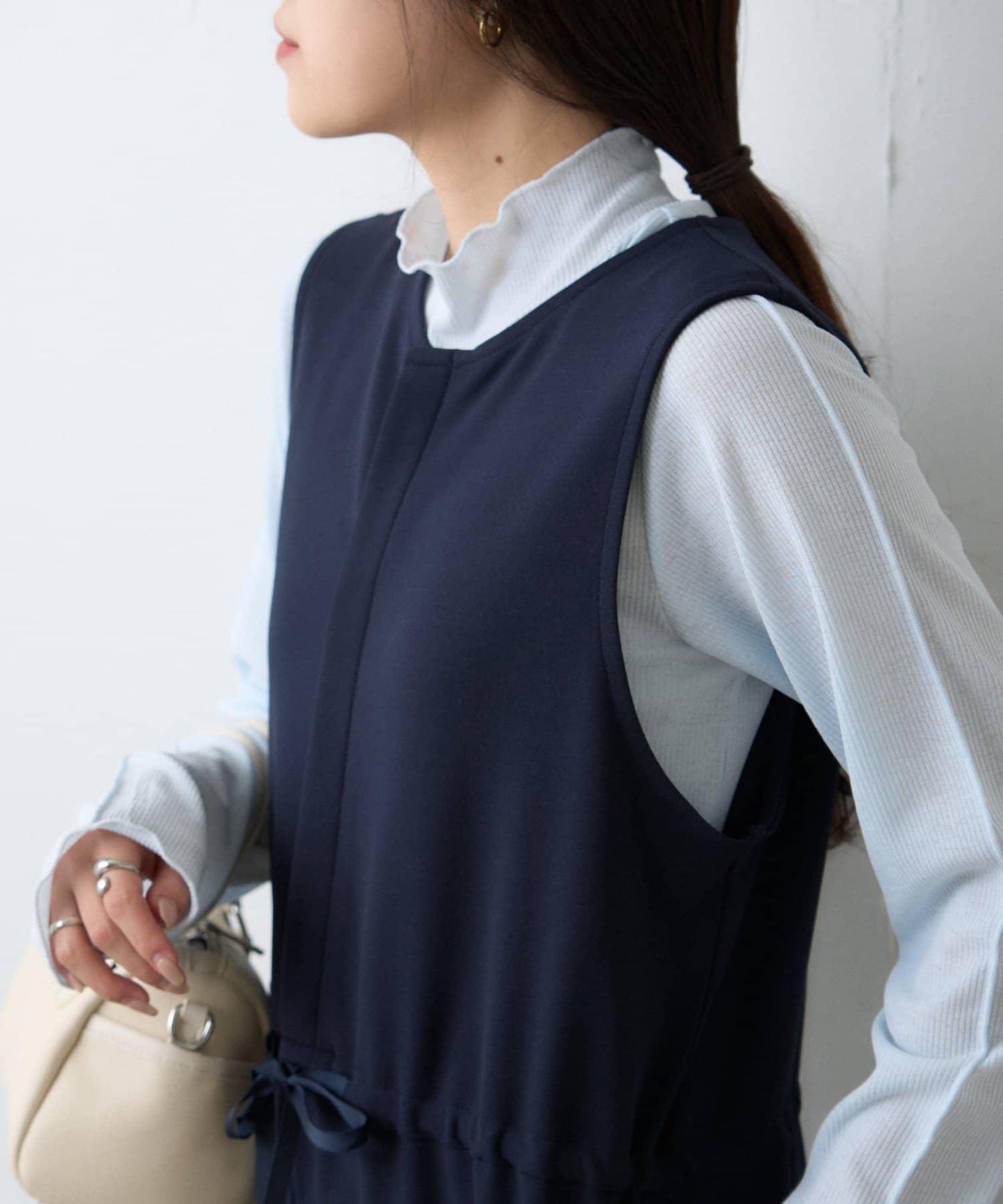 【場合】帶透視羅紋T恤連體褲