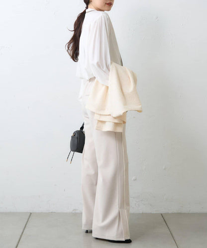 配色滾邊蝴蝶結領襯衫